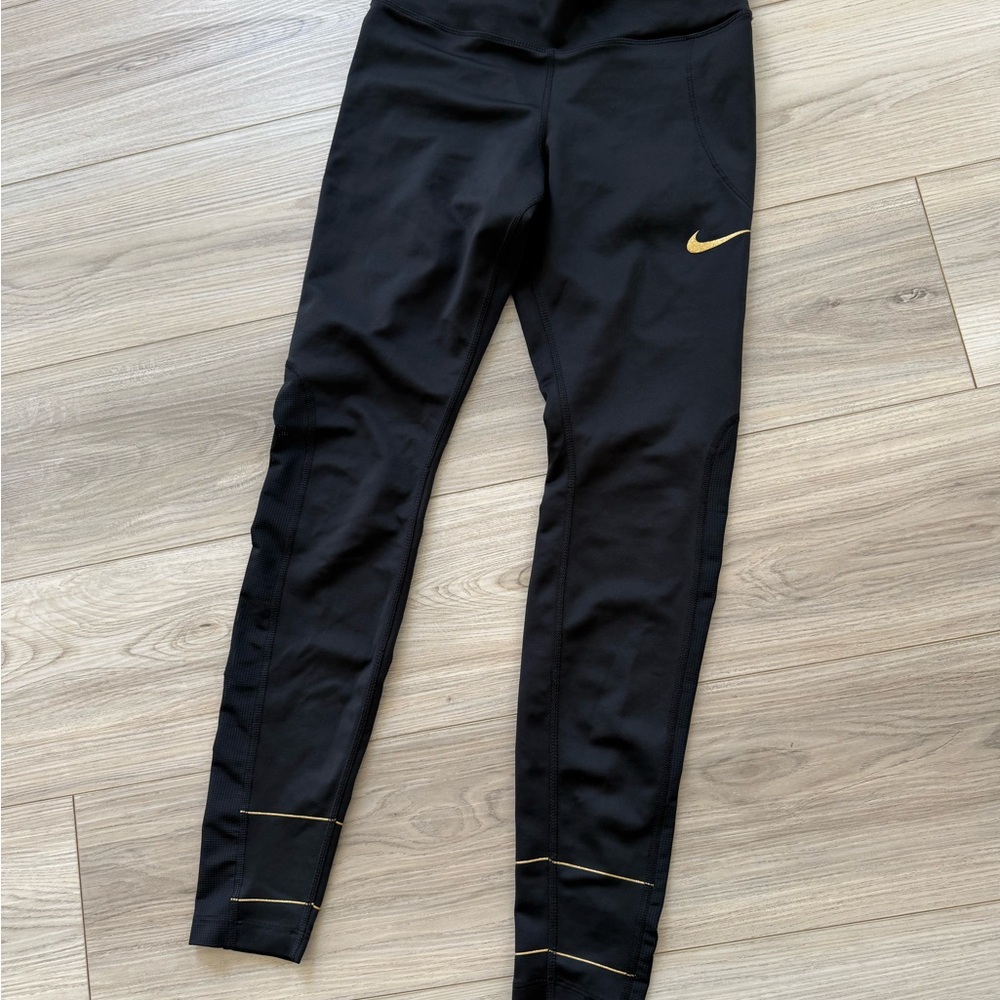 Nike Black and Gold Performance Leggings